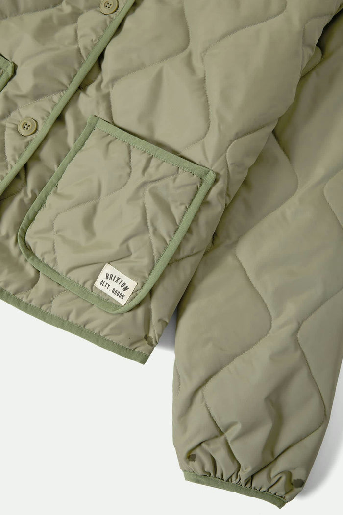 Women's Delilah Quilted Jacket in the color Olive Surplus - Additional Laydown image