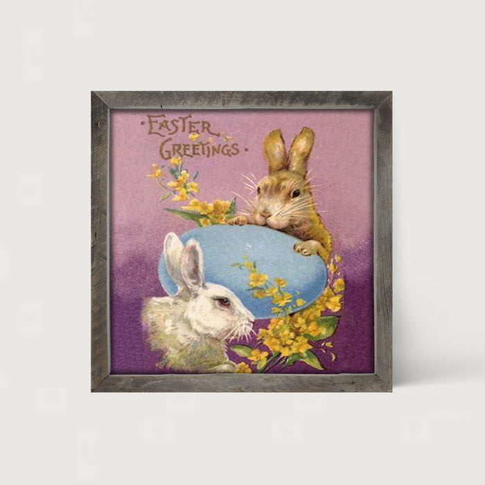 Easter Greetings Bunnies - Framed art
