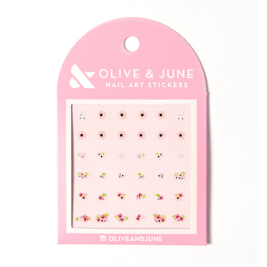 Olive and June Everyday Bouquet nail art stickers with delicate pink and floral designs for mani and manicure decoration