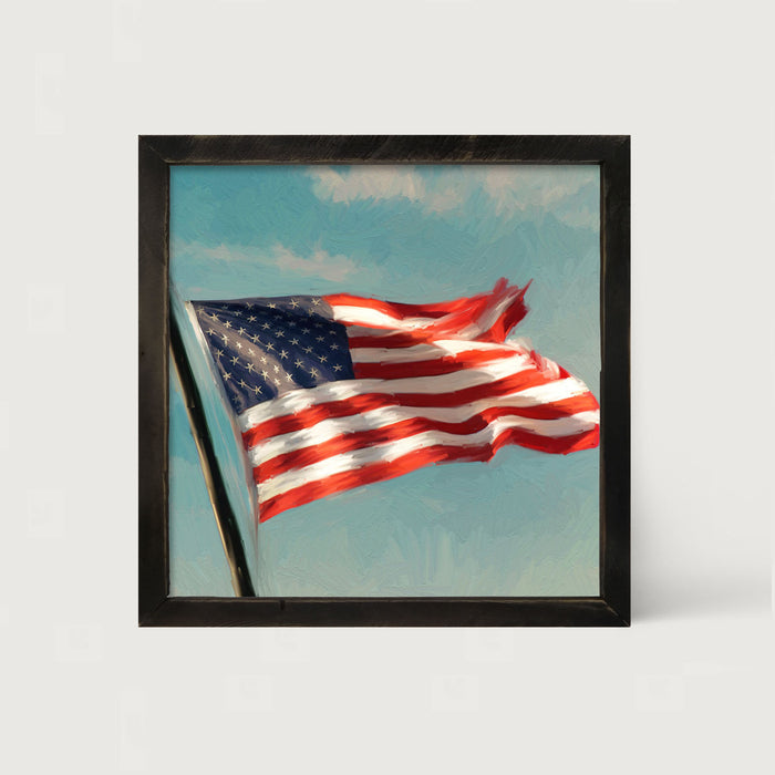 Flag Waving in The Sky - Framed art