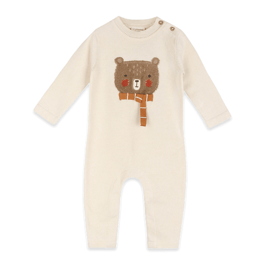 Furry Bear Knit Baby Jumpsuit, Organic Cotton