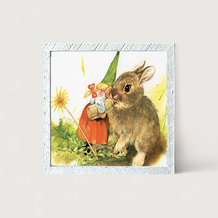 Gnome with Bunny - Framed art