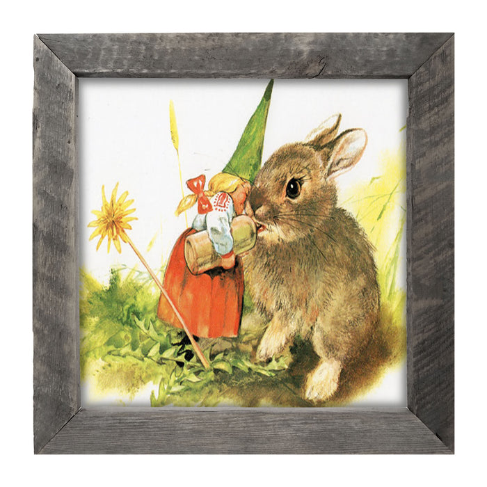 Gnome with Bunny - Framed art