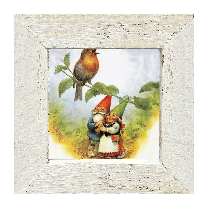 Gnomes Watching Bird - Framed art