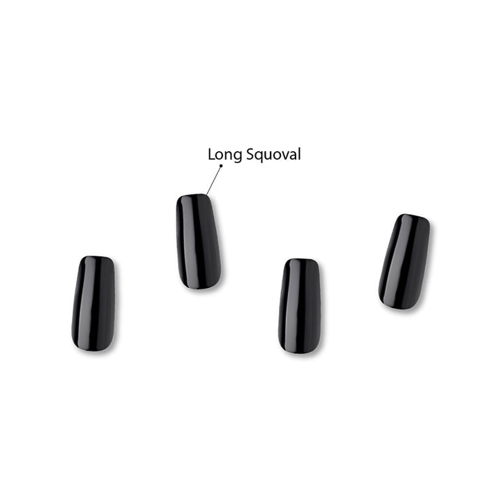 Gold Finger solid color fake nails IVY BEAUTY by KISS black long squoval press on set