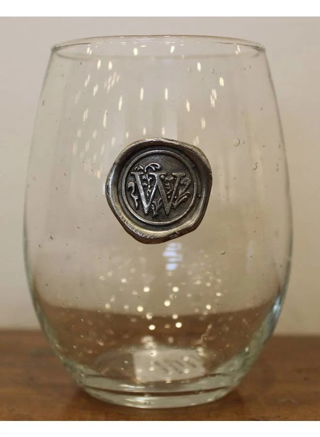 Initial Stemless Wine Glass