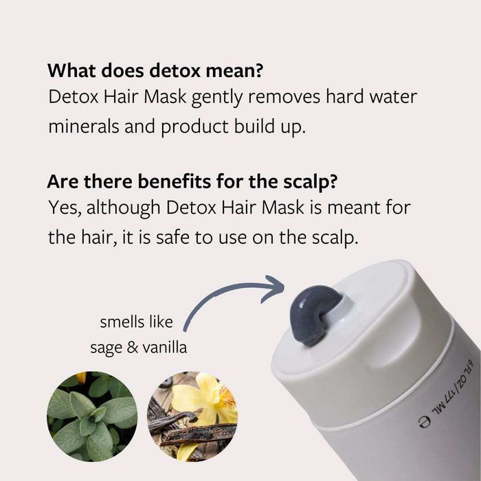 Innersense Detox Hair Mask container with charcoal and kaolin clay for clarifying hair treatment
