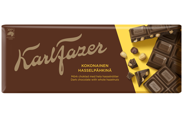 Fazer Karl Fazer Dark Whole Hazelnuts Chocolate 1 bar of 200g - Soposopo
