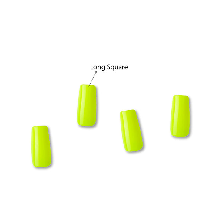 IVY BEAUTY by KISS set of neon lime long square press on nails gold finger solid color press on nails