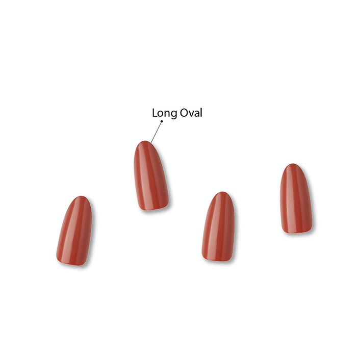 IVY BEAUTY by KISS long oval press on nails in warm terracotta coral shade gold finger solid color press on nails
