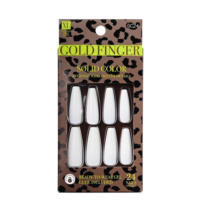 IVY BEAUTY by KISS Gold Finger package of white solid color press on nails 24 piece long coffin shape