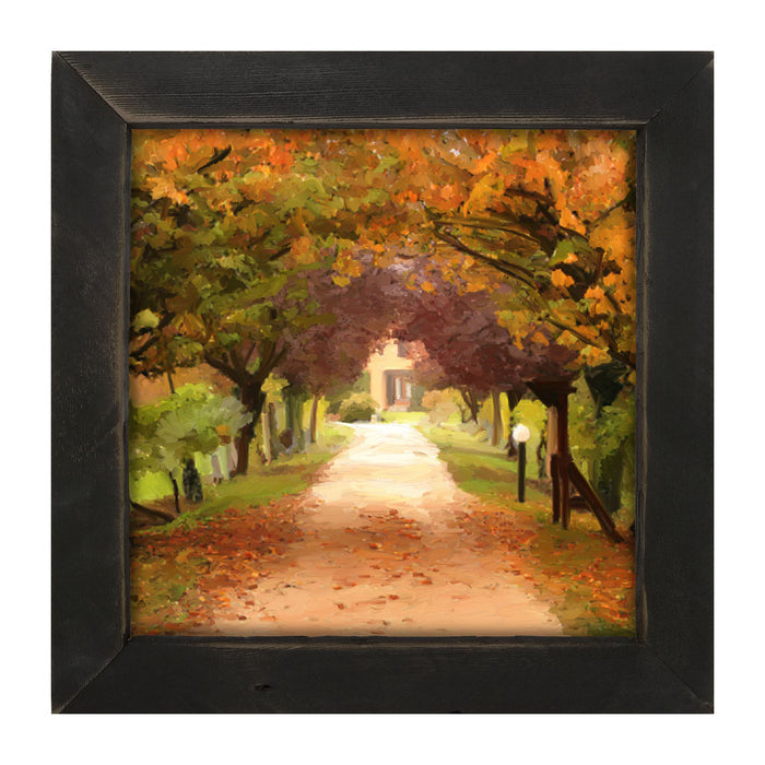 Leaves on sidewalk - Framed art