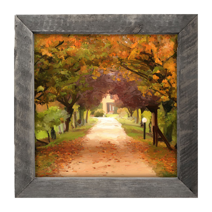 Leaves on sidewalk - Framed art