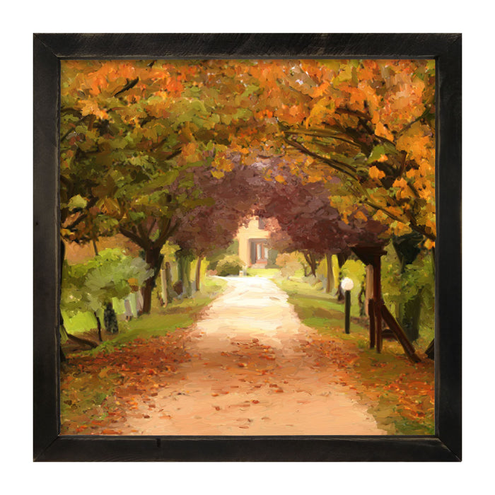 Leaves on sidewalk - Framed art