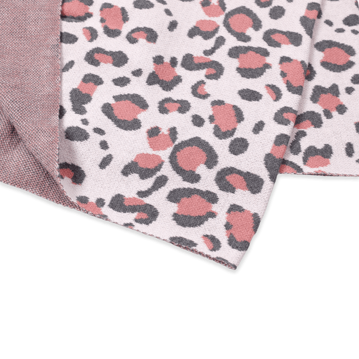 Pink Leopard - Jacquard Sweater Knit Baby Blanket (Organic Cotton)