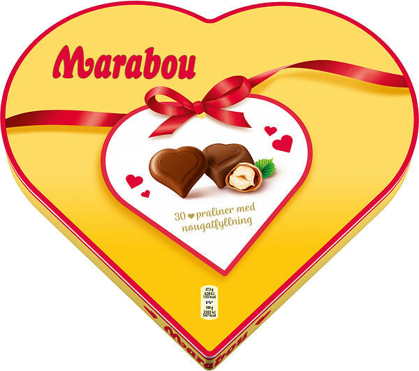 Marabou Nougat-Filled Chocolate Hearts in Heart-Shaped Box 165g - Soposopo
