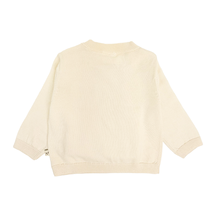 Milan Knit Baby Side Button Pullover (Organic Cotton) - Cream Back