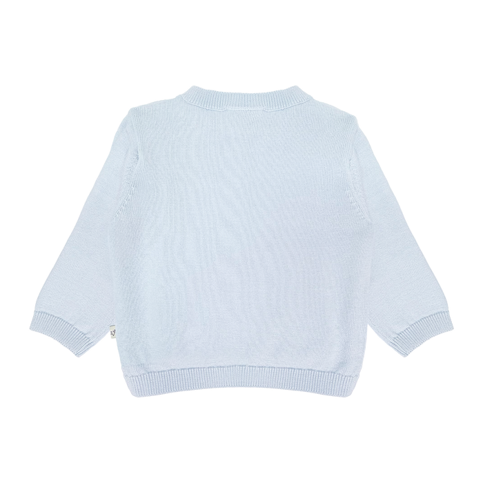 Milan Knit Baby Side Button Pullover (Organic Cotton) - Sky Blue Back