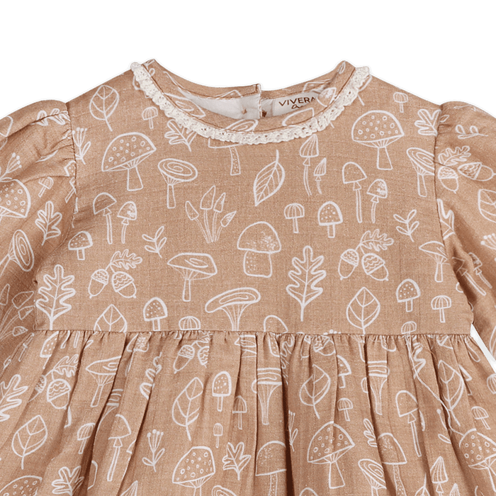 Mushroom Baby Dress & Bloomer (Organic Muslin) - Detail
