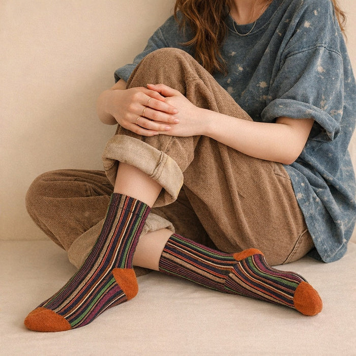 "Notorious" Vertical Striped Crew Sock