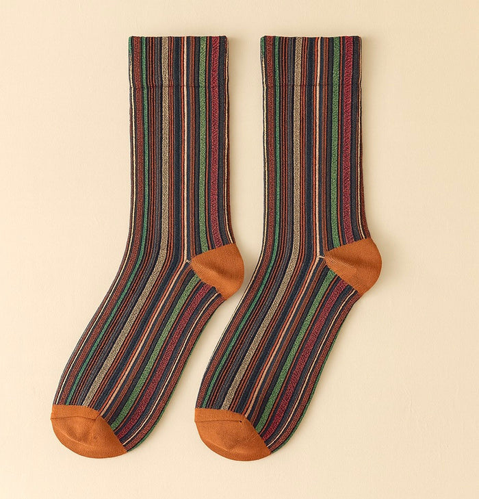 "Notorious" Vertical Striped Crew Sock