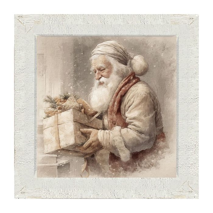 Old world Santa carrying gift - Framed art