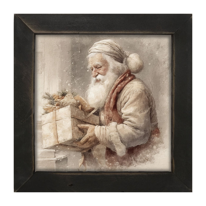 Old world Santa carrying gift - Framed art