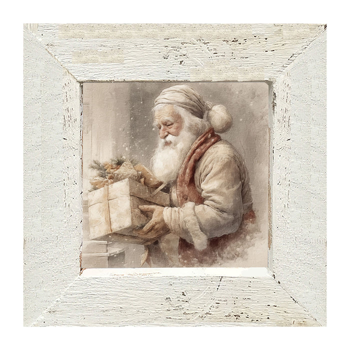 Old world Santa carrying gift - Framed art