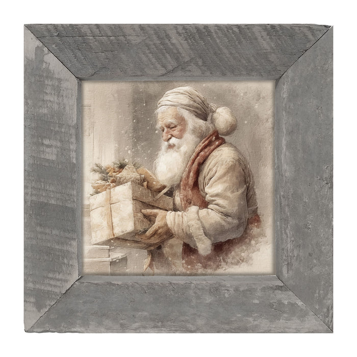 Old world Santa carrying gift - Framed art