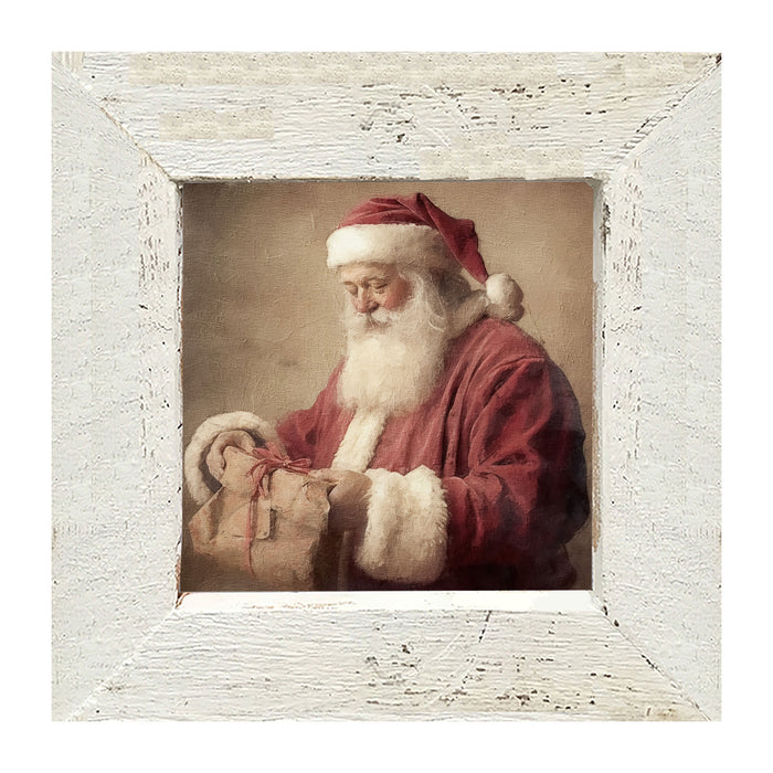 Old World Santa Smiling with Gift - Framed Art