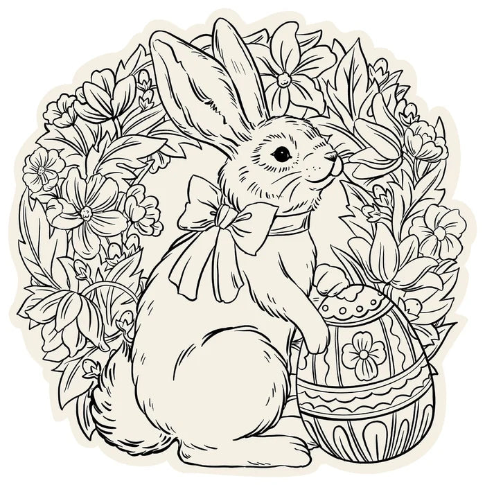 Die-Cut Coloring Bunny Wreath