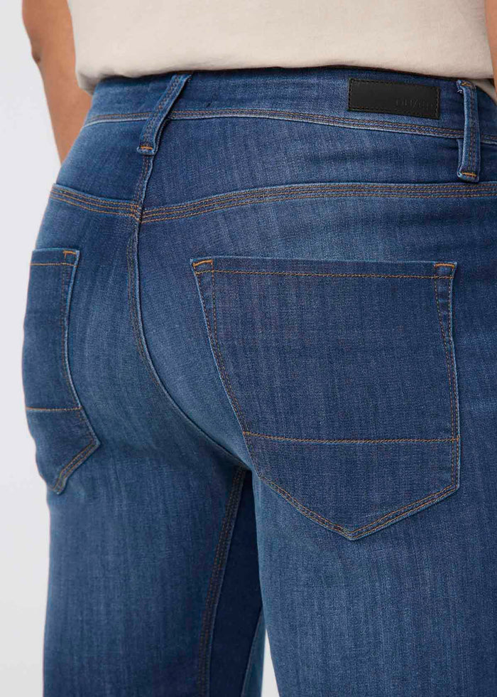 mens performance denim lite slim straight worn in indigo back waistband
