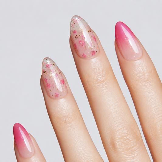 Pink Floral Sheer Gel Nail Stickers