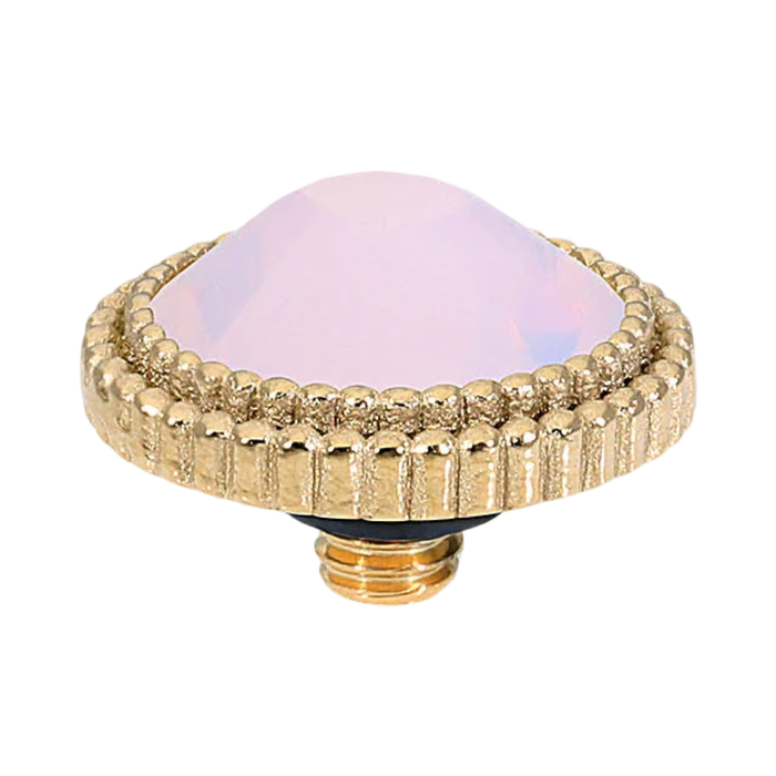 QUDO Faberro Flat Top Gold, Rose Dust Collection, gold crystal topper, dusty rose jewelry, interchangeable jewelry topper, QUDO gold topper, blush crystal jewelry, European crystal jewelry, customizable jewelry, modern crystal jewelry, romantic jewelry, flat crystal topper, QUDO jewelry