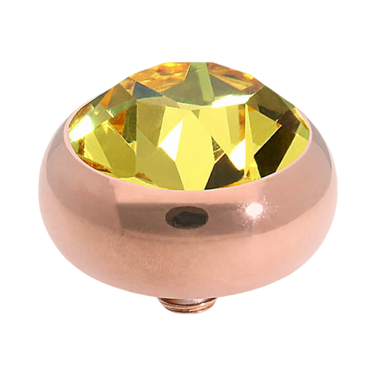 QUDO Sesto rose gold, QUDO interchangeable jewelry, green crystal jewelry, gold crystal jewelry, rose gold crystal topper, Swarovski crystal jewelry, interchangeable jewelry topper, green and gold jewelry, statement crystal jewelry, QUDO top