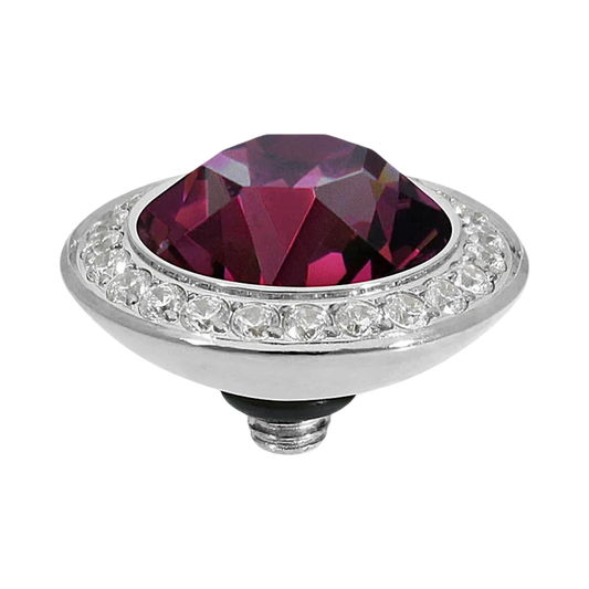 QUDO Tondo Large Deluxe Top 0.51" Silver I Purple Crystal Collection