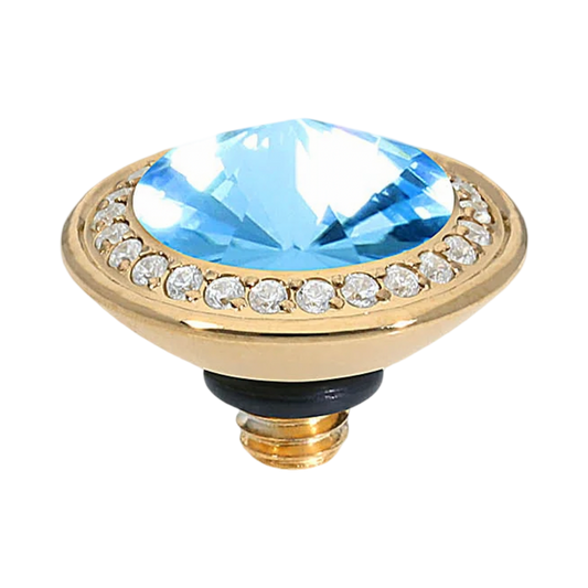 qudo tondo small deluxe gold topper blye crystal collectin aquamarine swarovski