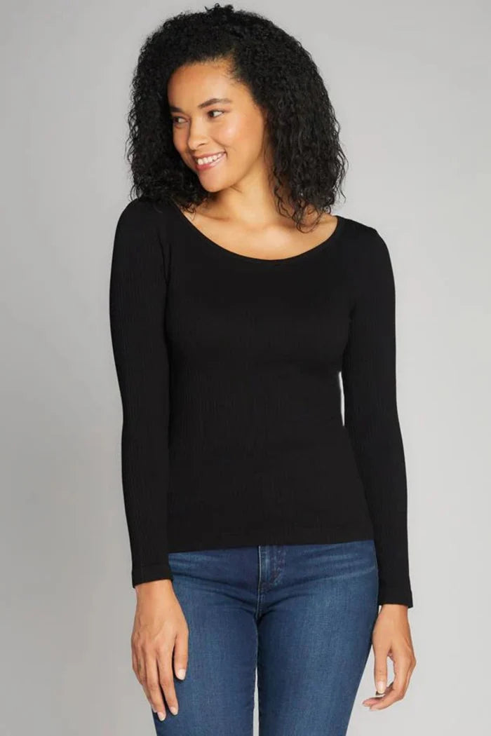 Ribbed Long Sleeve Round Neck