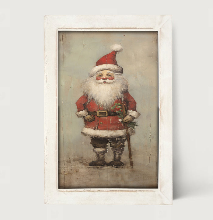 Rustic Smiling Santa - Framed art