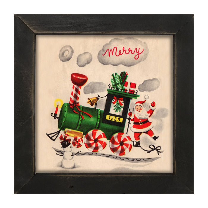 Santa on Christmas Train - Framed art