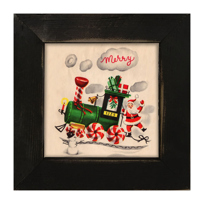 Santa on Christmas Train - Framed art