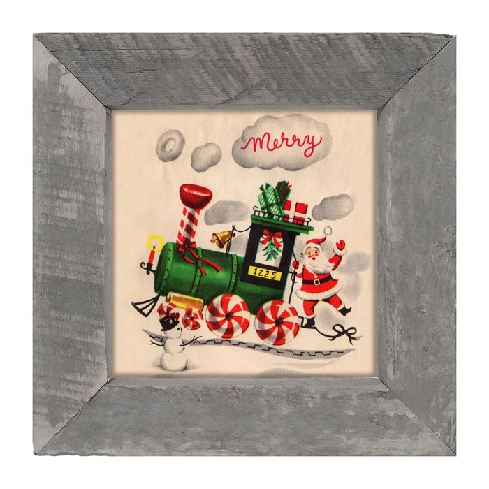 Santa on Christmas Train - Framed art