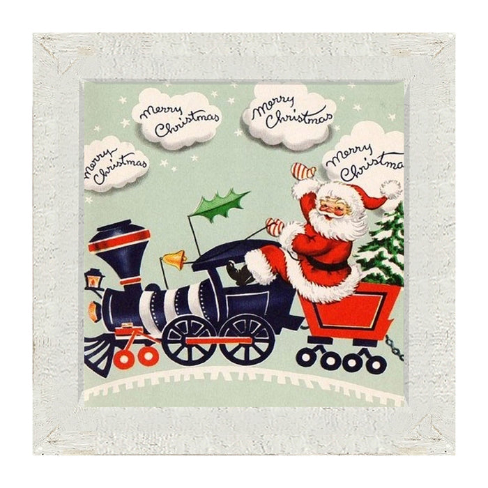Santa Riding a Train - Framed art