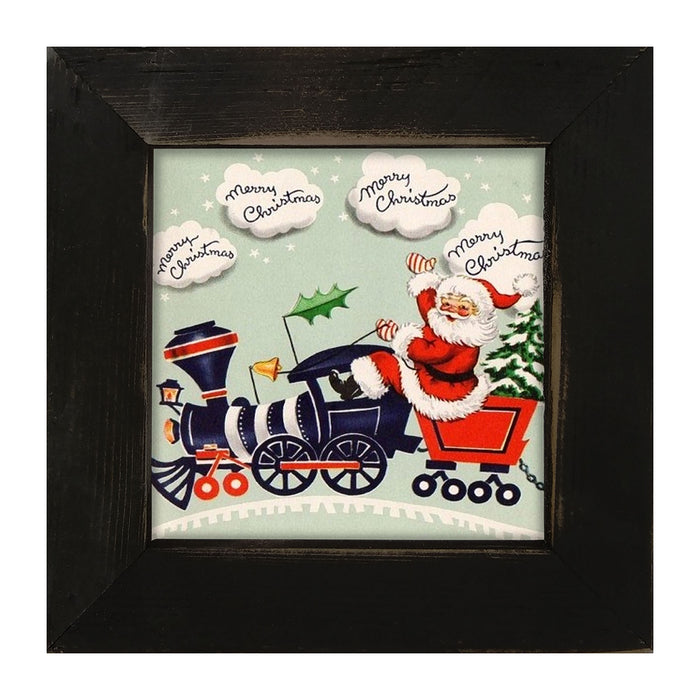 Santa Riding a Train - Framed art