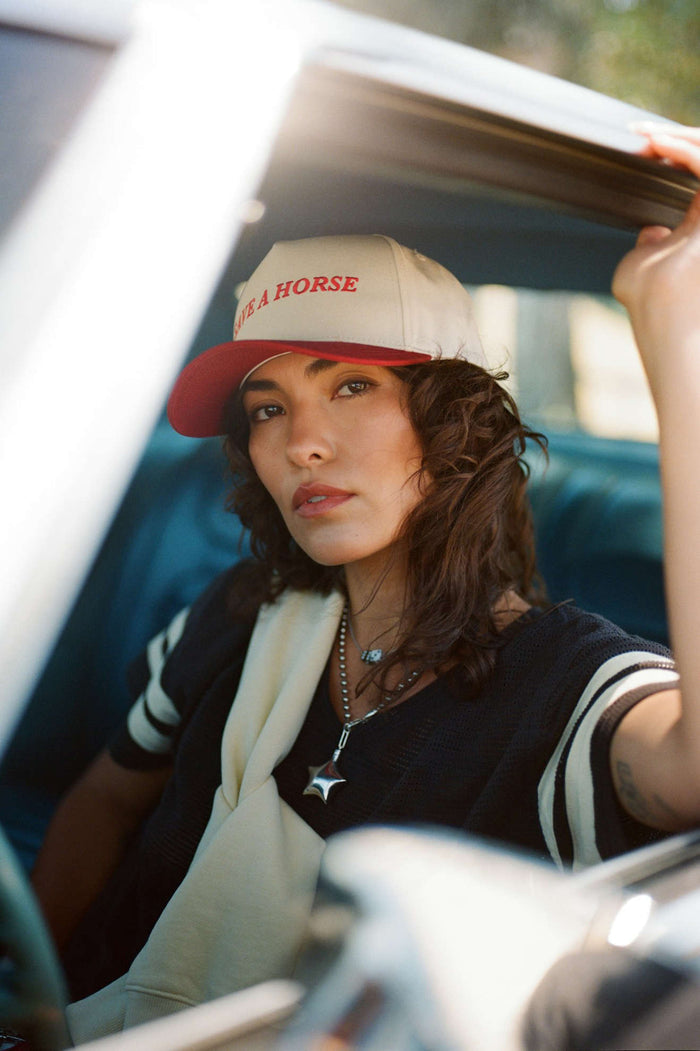 Women's Save A Horse Netplus Snapback in the color Crimson/Off White - Additional Fit image