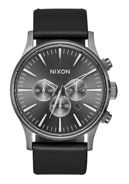 Sentry Chrono Leather - All Gunmetal / Black