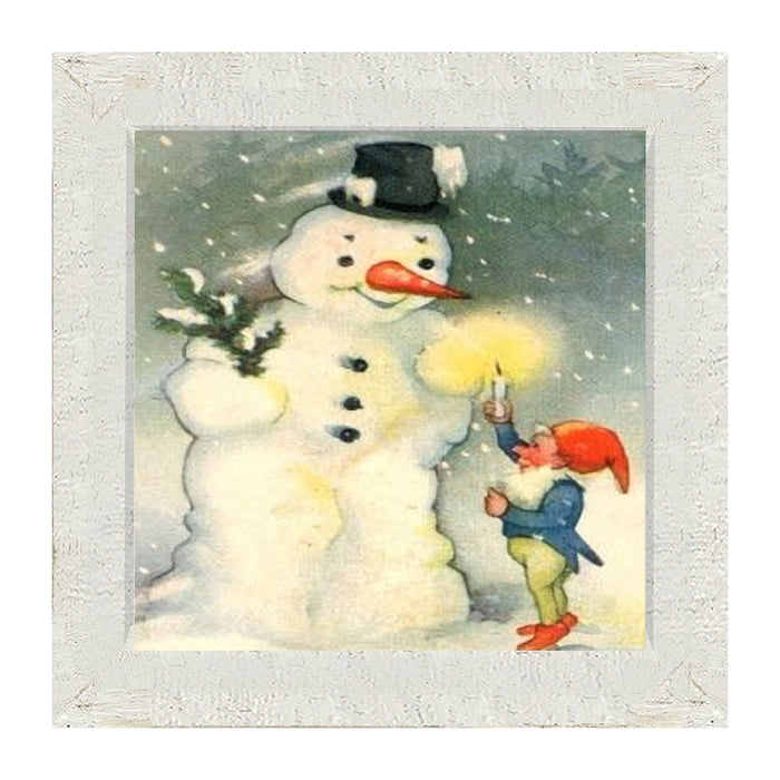 Snowman with Elf - Framed art