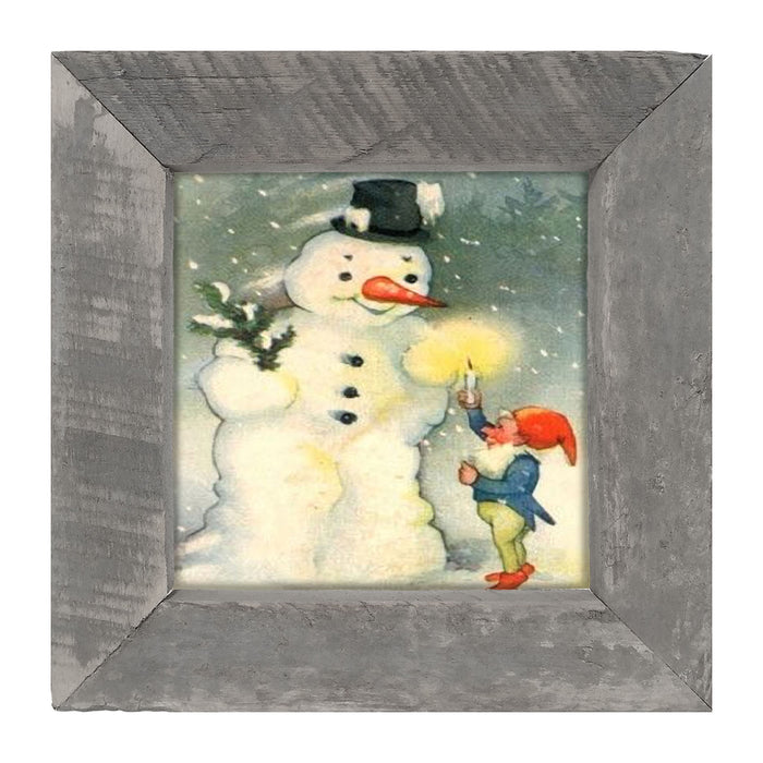 Snowman with Elf - Framed art