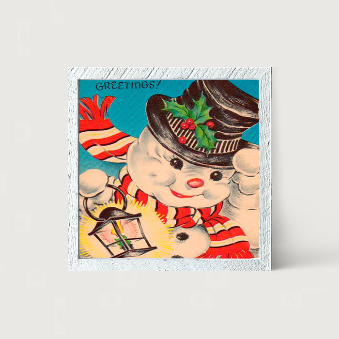 Snowman with Lantern - Framed art