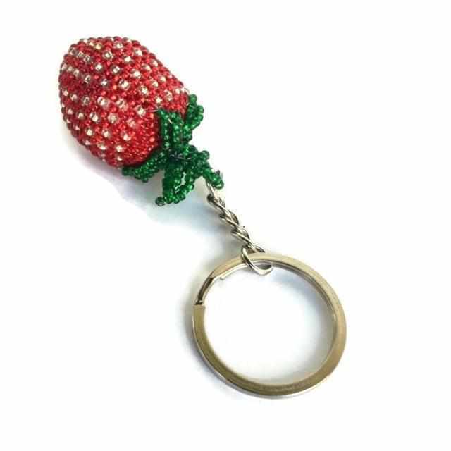 Strawberry Seed Bead Handmade Keychain - Guatemala